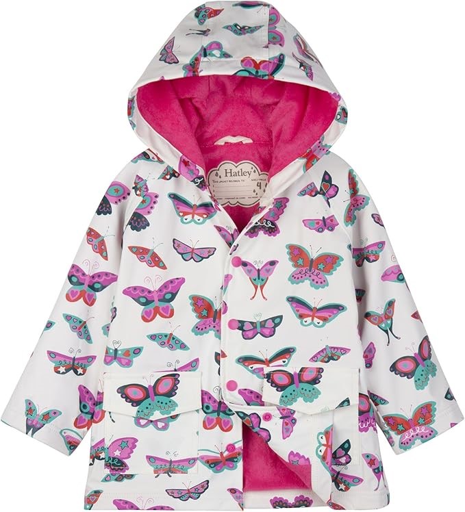 HATLEY Girls' Raincoat, Size 12, Groovy Butterflies. Buyers Note - Discoun