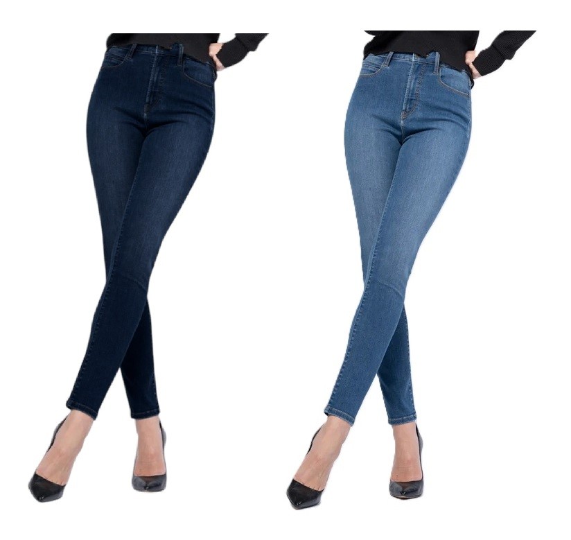 2 x PARASUCO Women's Mid Rise Slim Jeans, Size 8, Tummy Control, Dark Blue