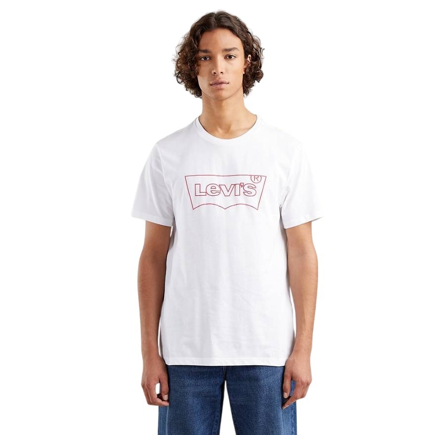 LEVI'S Men's Standard Tee, Size L, 100% Cotton, White/Red (1545), 22491. B