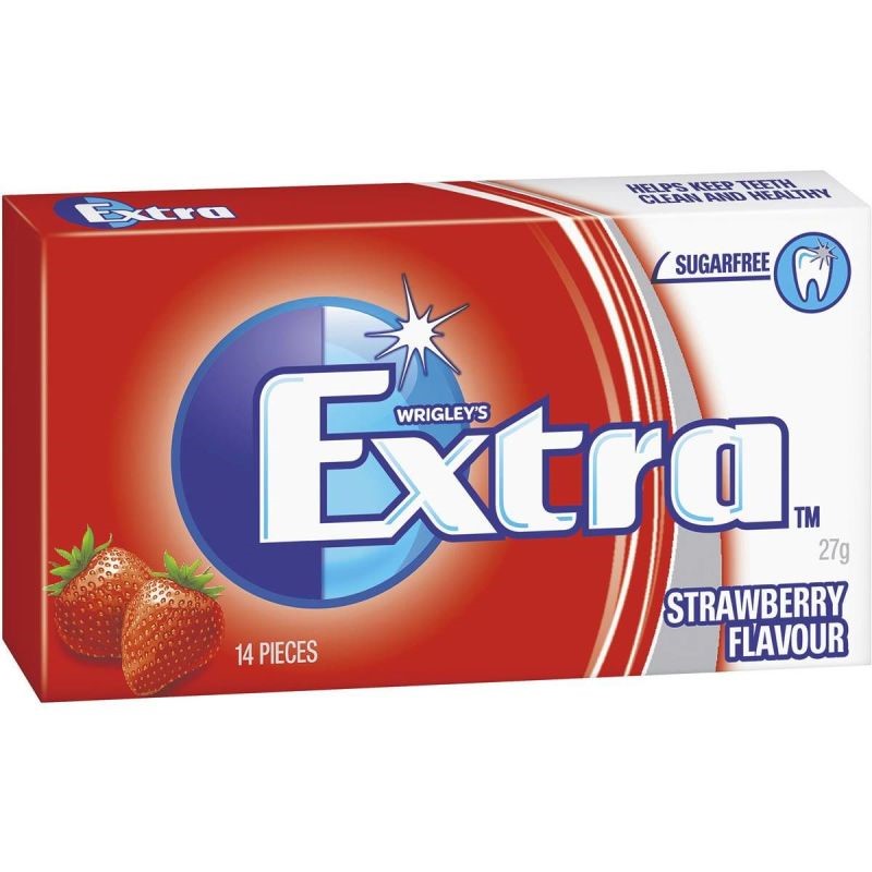 26 x WRIGGLEY'S EXTRA Sugarfree Chewing Gum, Strawberry, 27g. Best Before: