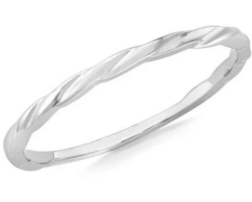 9K WHITE GOLD TWIST SLIM STACKER RING