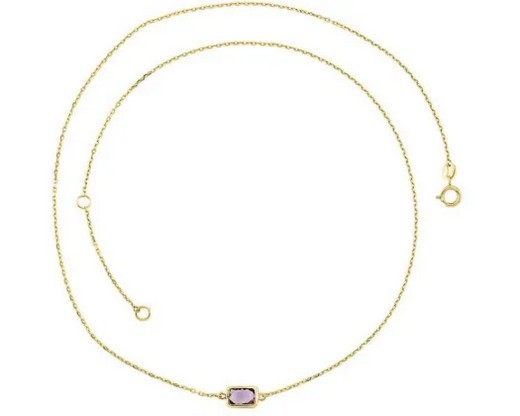9K YELLOW GOLD FACETED AMETHYST NECKLACE 45cm