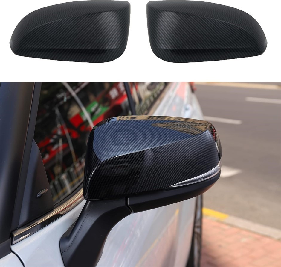 Set of 2 x FLASH2NING Carbon Fiber Pattern Rear View Side Mirror Caps Cover