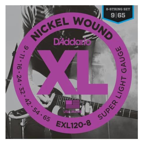 D'Addario EXL120-8 8-String Nickel Wound Electric Guitar Strings, Super Lig
