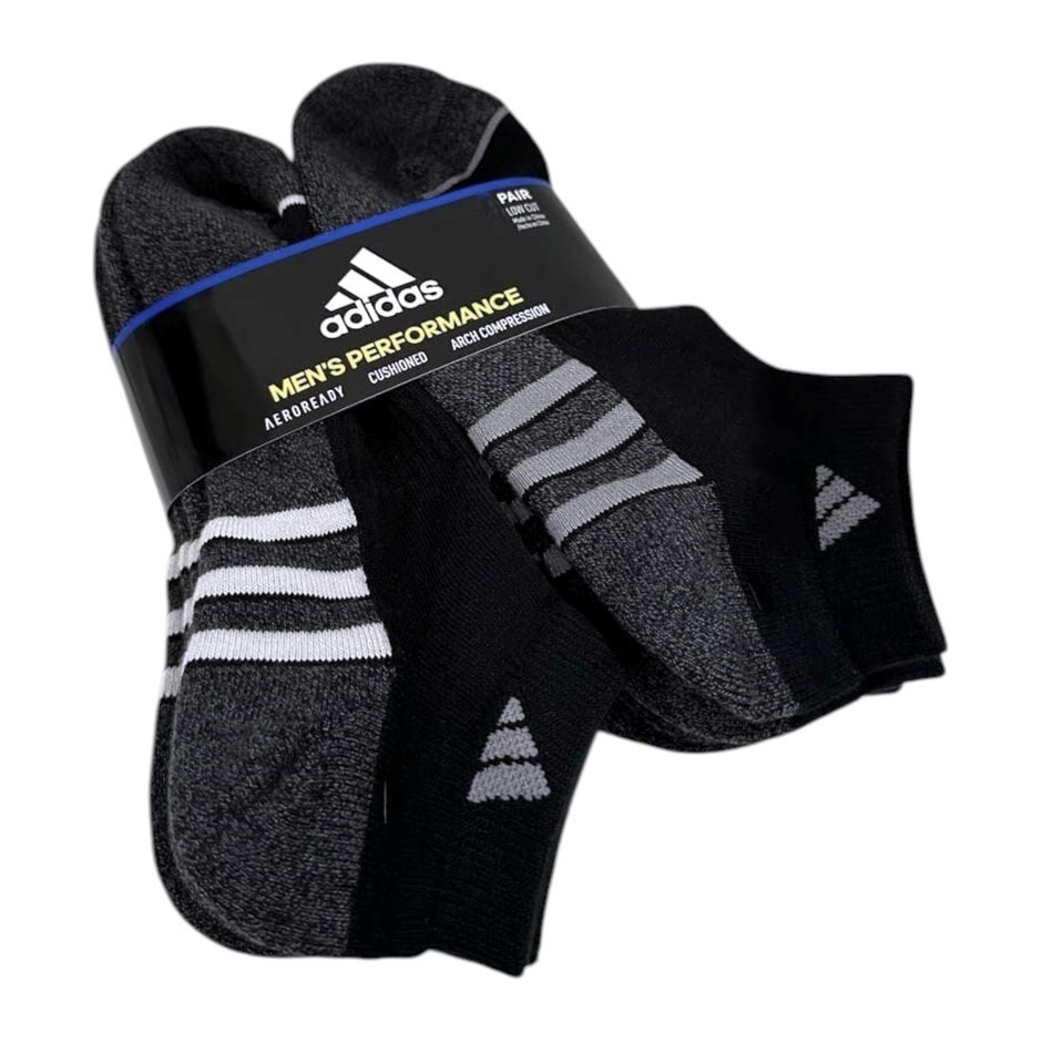 6 Pairs x ADIDAS Men's Low Cut Socks, Shoe Size 6-12, Black Combo. Buyers