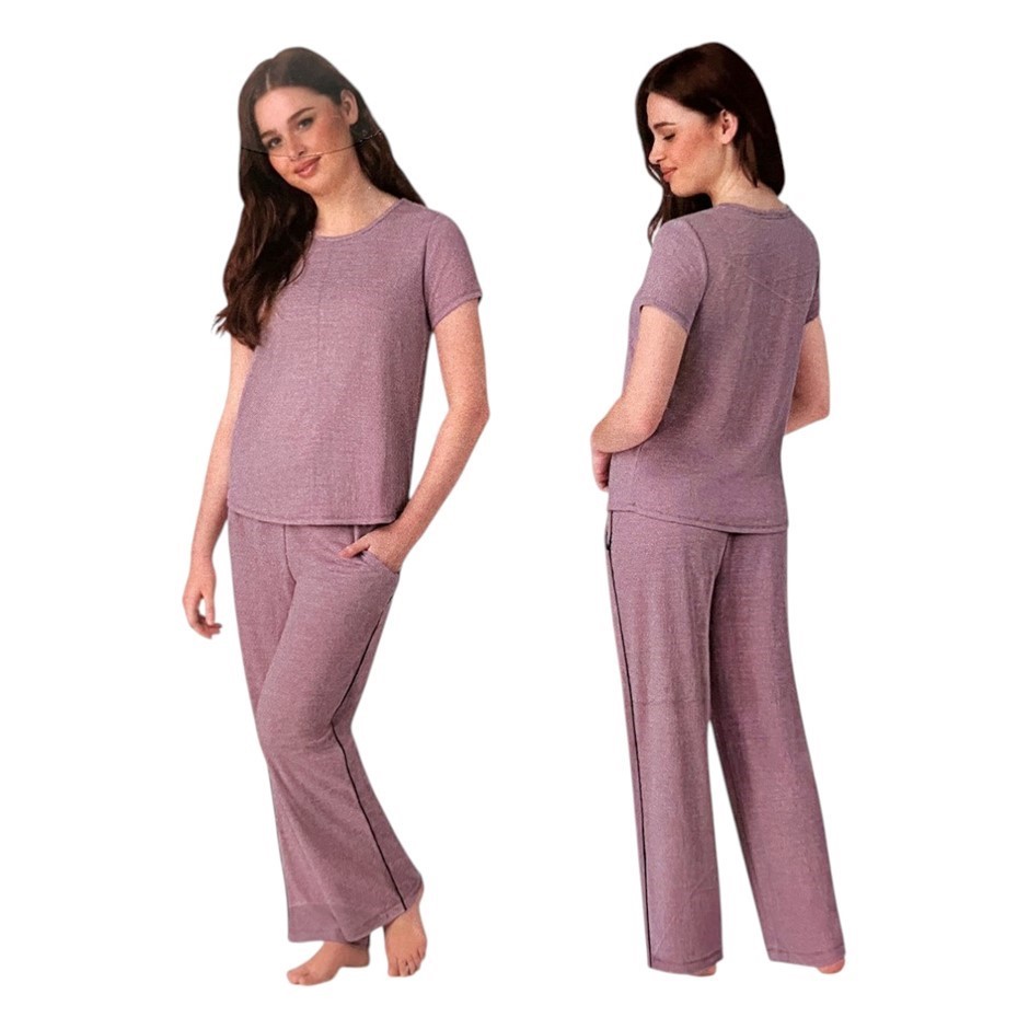 MIDNIGHT Carole Hochman Women's 2pc Pyjama Set, Size S, Mauve Tan. Buyers