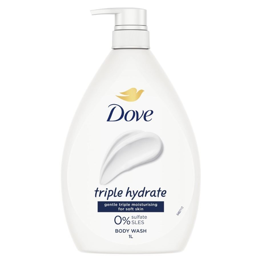 3 x DOVE Triple Hydrate Gentle Moisturising for Soft Skin, 0% Sulfate SLES