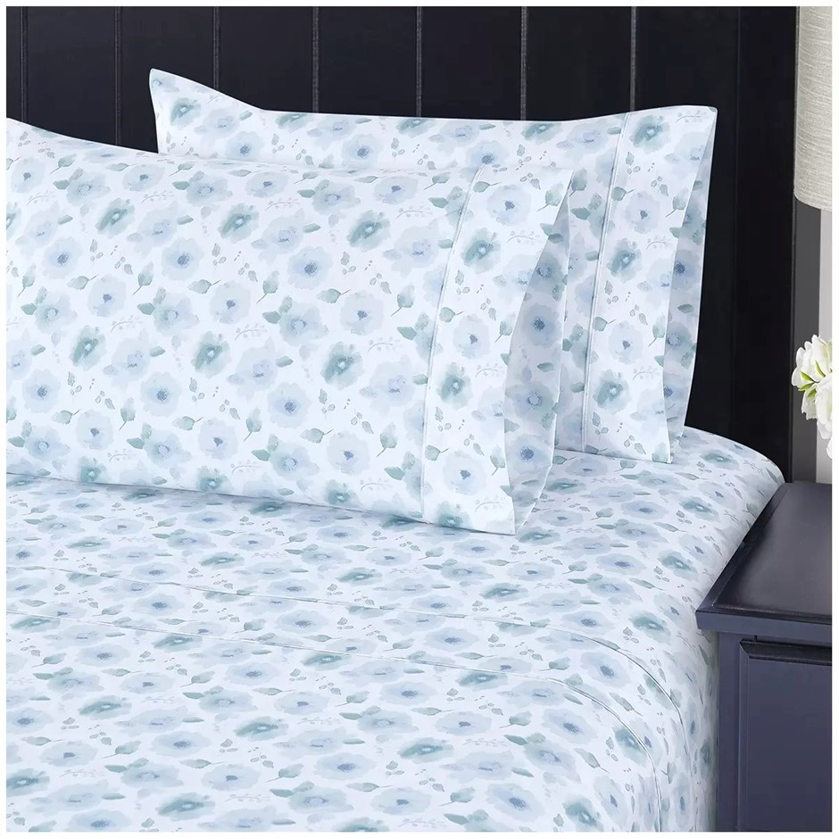 SOUTH POINT 6pc Sheet Set, Queen, Watery Floral.