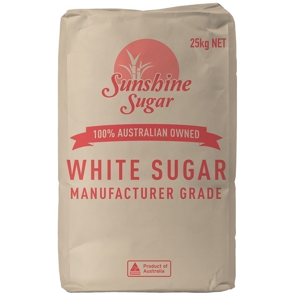 SUNSHINE SUGAR White Sugar, 25kg. N.B: Damaged packaging. Best Before: 12/2