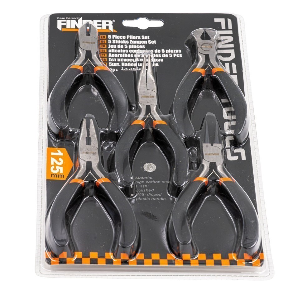 2 Sets of FINDER 5pcs 125mm Mini Pliers, Includes: Flat, Round, Long, Cutte