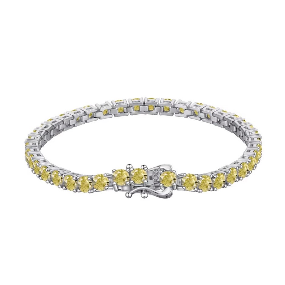 4mm Simulated Diamonds 925 Sterling Silver Tennis Bracelet-16cm