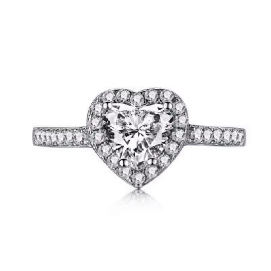 1.0ct Heart Simulated Diamond 925 Sterling Silver Ring - Size 8