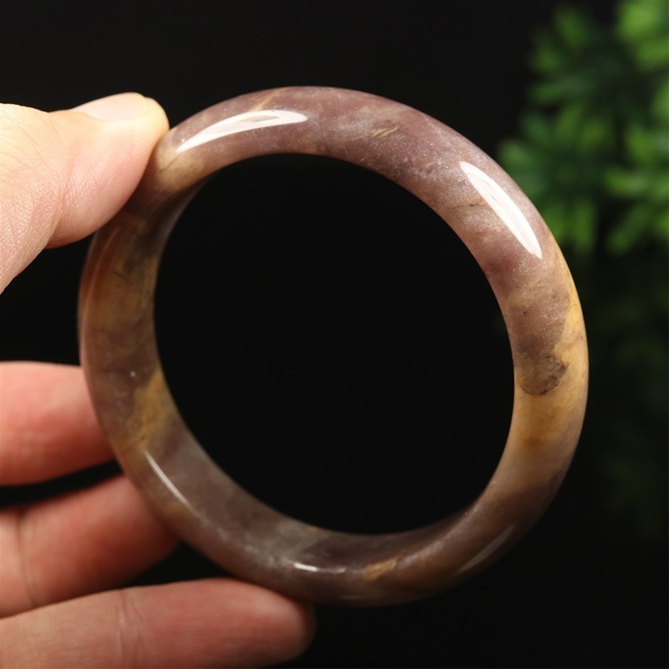 60mm Chinese Certified Natural Lavender Purple Jade Bangle