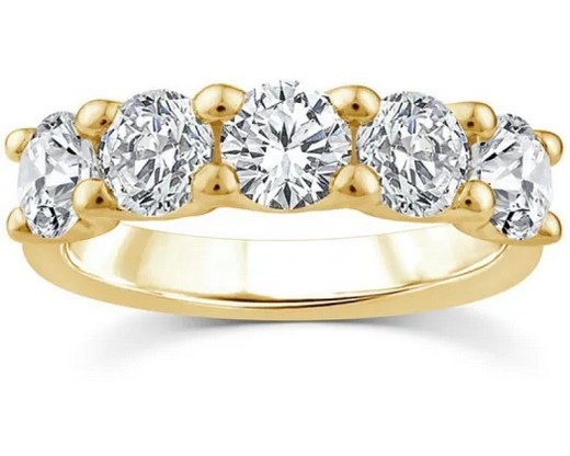 9K YELLOW GOLD 2.00ct F VS LAB DIAMOND RND ANNIVERSARY BAND