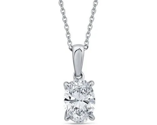 9K WHITE GOLD 2.00ct F VS LAB DIAMOND OVAL NECKLACE 40-45cm