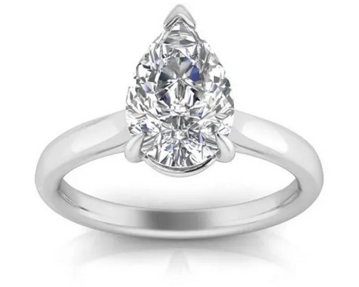 9K WHITE GOLD 2.00ct F VS LAB DIAMOND PEAR 3 CLAW RING