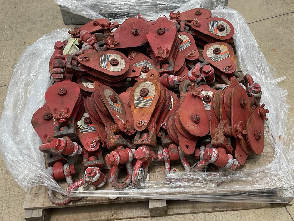 <p>Qty Johnson Double Snatch Block Pulleys With Shackles x 1 Pallet</p>