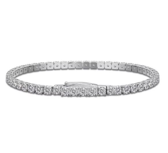 3mm GRA Certified Moissanite 925 Silver Tennis Bracelet-19cm