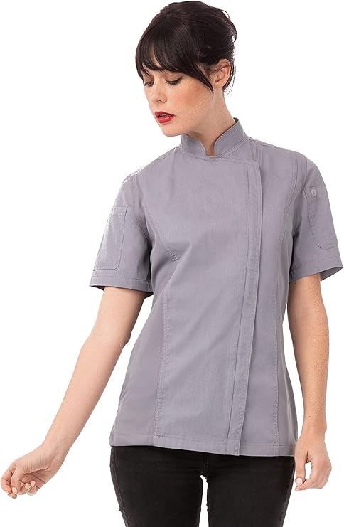 CHEF WORKS Women's Springfield Chef Jacket, Grey, X-Small