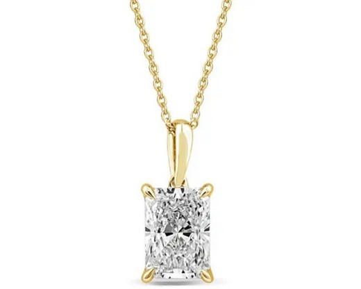 9K YELLOW GOLD 1.00ct F VS LAB DIAMOND RADIANT NECKLACE 40-45cm