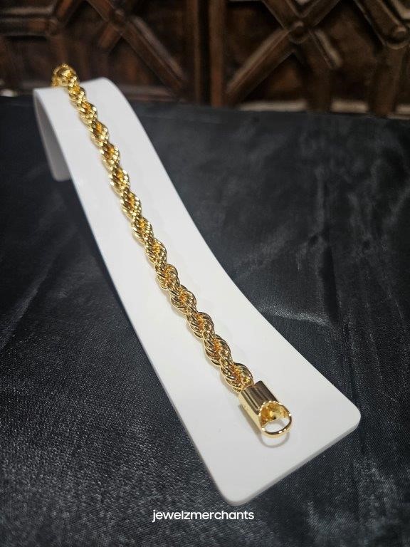 22KGoldFilled/Italy Stamped Solid Heavy Yellow Rope Bracelet -18.5CM