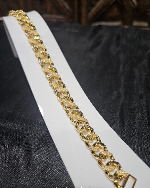 22KGoldFilled/Italy Stamped Solid Heavy Yellow Bracelet -18.5CM