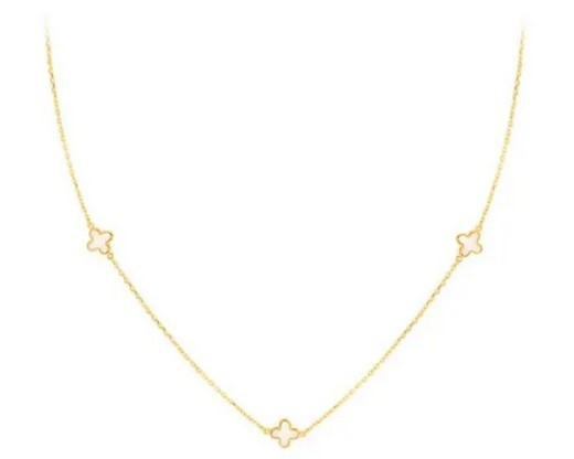 9K YELLOW GOLD 3 MOP PETAL NECKLACE 41-43cm