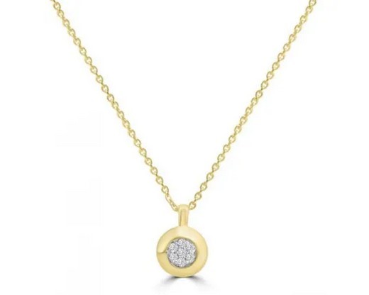 9K YELLOW GOLD 0.03ct HI SI DIAMOND RND NECKLACE 40-45cm