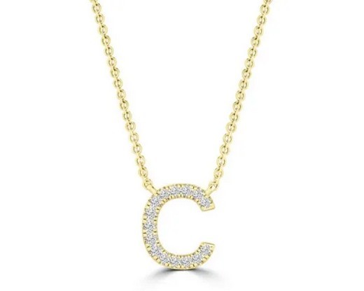 9K YELLOW GOLD 'C' 0.06 HI I1 DIAMOND NECKLACE 40+5cm