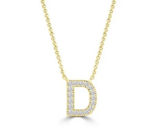 9K YELLOW GOLD 'D' 0.09 HI I1 DIAMOND NECKLACE 40+5cm