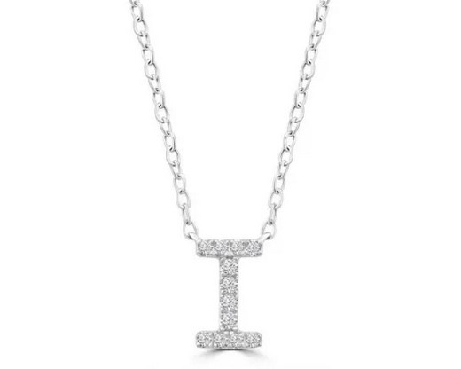 9K WHITE GOLD 'I' 0.06 HI I1 DIAMOND NECKLACE 40+5cm