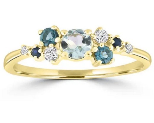 9K Yellow Gold 0.08CT HI I1 DIAMOND TOPAZ RING