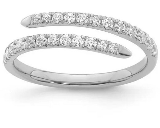 9K WHITE GOLD 0.40ct F VS LAB DIAMOND SPIRAL RING