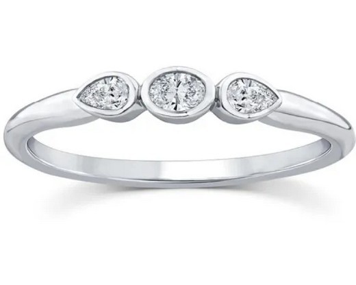 9K WHITE GOLD 0.12ct F VS LAB DIAMOND TRIPLE BEZEL RING