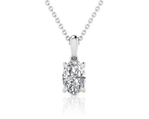 9K WHITE GOLD 0.50ct F VS LAB DIAMOND OVAL NECKLACE 40-45cm