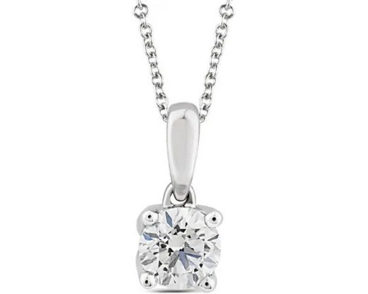 9K WHITE GOLD 0.50ct F VS LAB DIAMOND RND NECKLACE 40-45cm