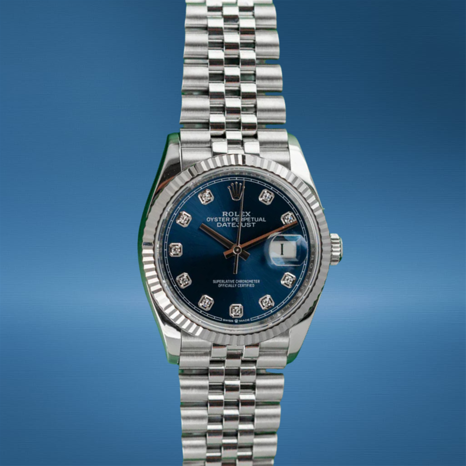 Rolex Datejust 36 Blue Diamond Dial 126234 Stainless Steel Jubilee 2023 BxP
