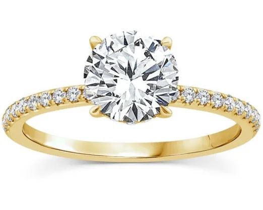 9K YELLOW GOLD 1.75ct F VS LAB DIAMOND RND CLAW RING