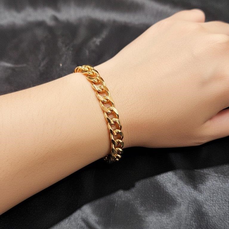 18k Italy Stamped Solid Heavy Rose Gold Filled Cuban Bracelet-19cm