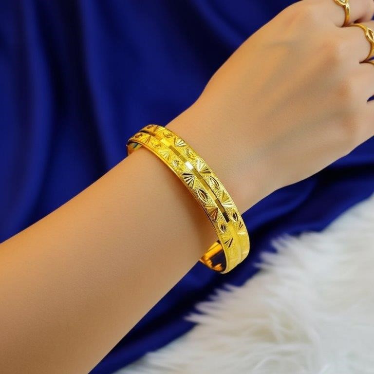 22KGold-filled/Italy Stamped Yellow Gold Filled Bangle -12x60mm