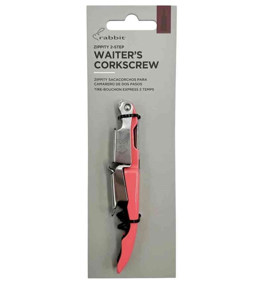 RABBIT Zippity Waiter's Corkscrew 2-Step Wine Opener, Red