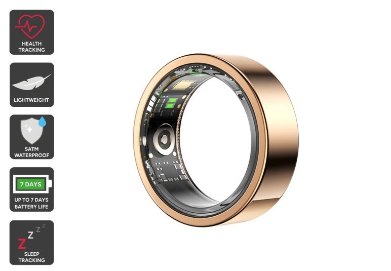 KOGAN Aura Smart Ring, Size 11, Rose Gold.