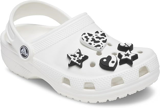 CROCS Jibbitz Trendy Shoe Charms, Monochrome Black N White, 5 Pack