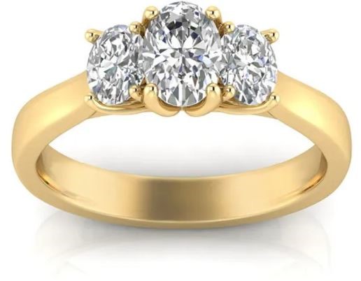 9K YELLOW GOLD 1.00ct F VS LAB DIAMOND OVAL TRILOGY RING