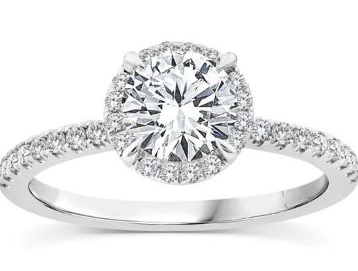 9K WHITE GOLD 1.25ct F VS LAB DIAMOND RND HALO RING