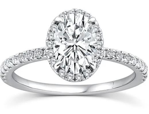 9K WHITE GOLD 1.25ct F VS LAB DIAMOND OVAL HALO RING
