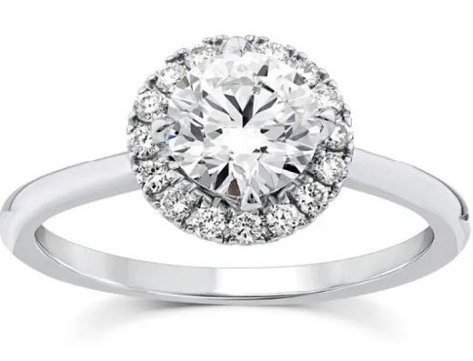 9K WHITE GOLD 1.15ct F VS LAB DIAMOND RND HALO RING