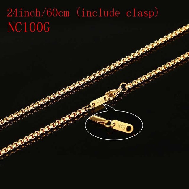 Stainless Steel 3mm Men's Round Box Chain Necklace 60cm - Yellow