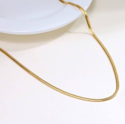 Women's 3mm Stainless Steel Minimalist Snake Chain Choker Necklace - Yellow
