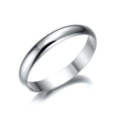 Rhodium Plated Men's Band Ring (4mm) - US Size 11